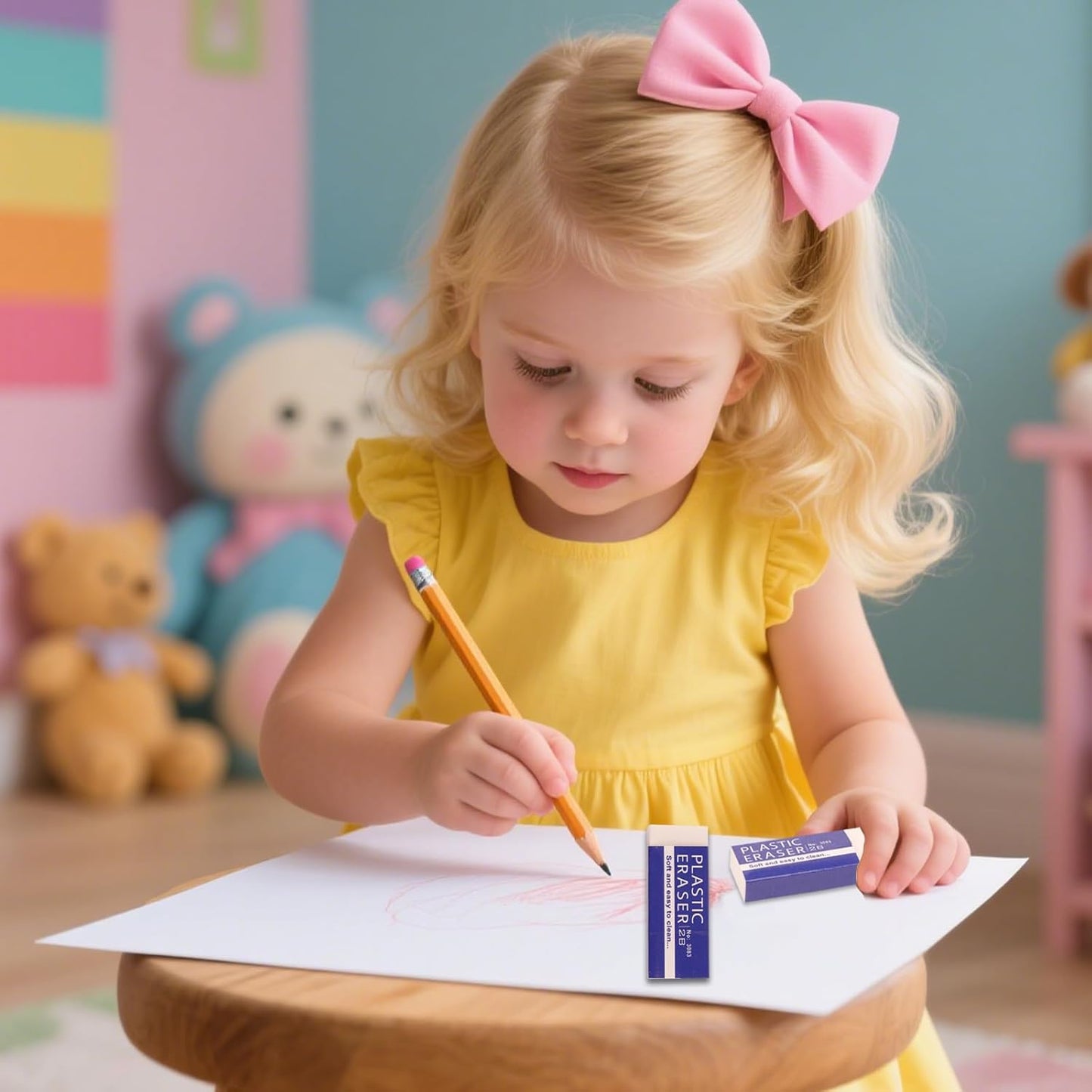 20 Pack Pencil Erasers, Soft, and Durable Erasers for Pencils, Perfect for Artists and Professionals, Long-Lasting Erasing Performance