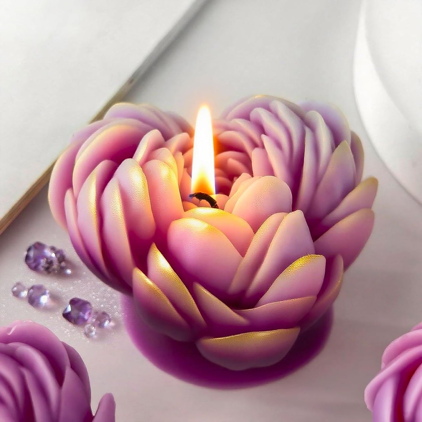 Heart Rose Cylinder Candle & Resin Mold - Resin Casting Silicone Molds for Home Decor & Candle Making Wave Spiral Mold