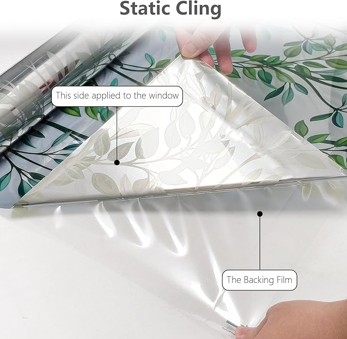 NINETREX One Way Window Privacy Film, Daytime Privacy Static Cling Sun Blocking Anti UV Reflective Window Tint for Home and Office 35.4 x 78.7 inches, Silver Leaf