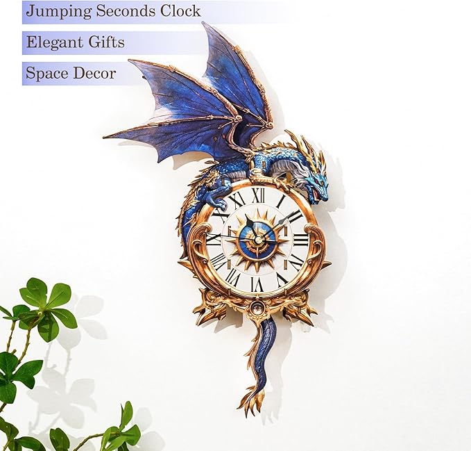 3D Wooden Puzzles for Adults – Blue Dragon Clock 3D Puzzles Art and Craft Kits, Unique Shape Wood Clock for Adults, Handmade Model Building Kit DIY Hobbies, Gifts for Family, Wall Art Home Decor