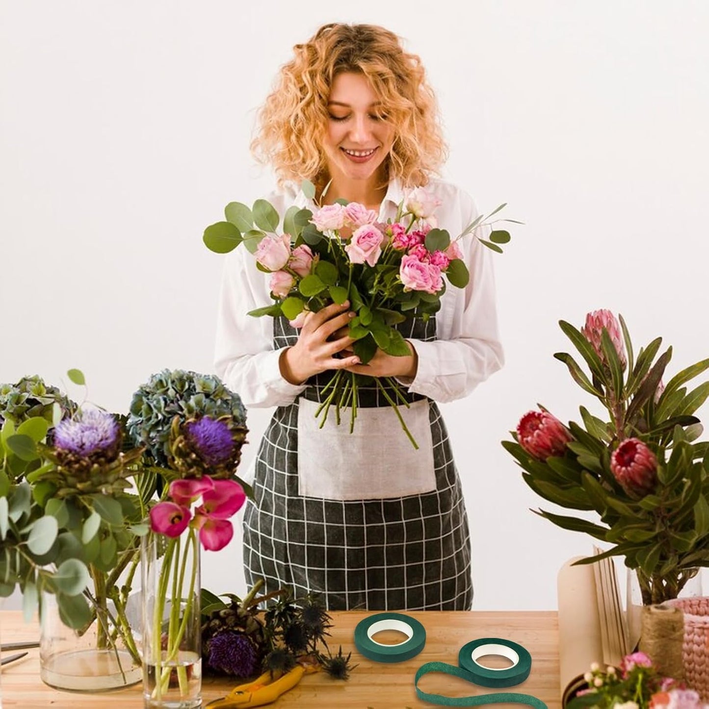 12 Roll Floral Tape 1/2inch Flower Tape Dark Green, Floral Tapes for Bouquet Stem Wrapping and Floral Crafts, Wedding Bouquet