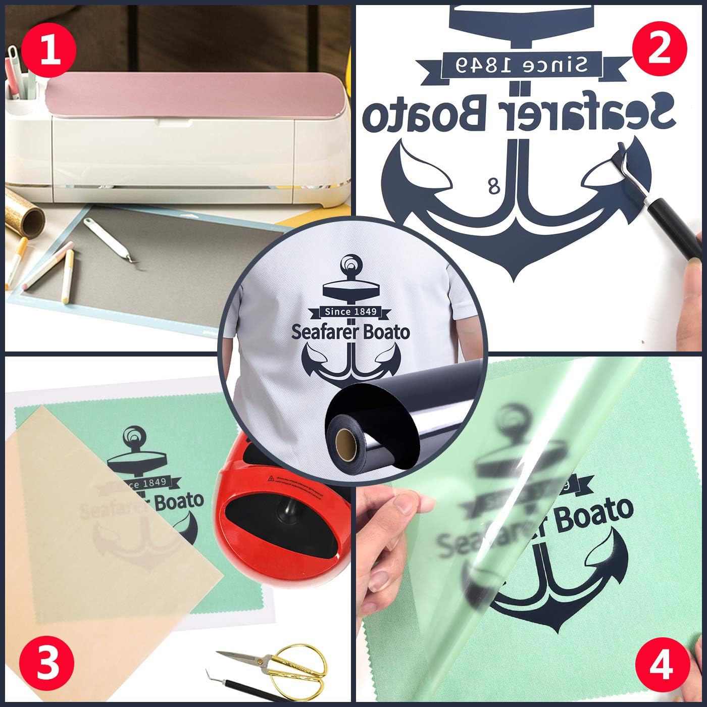 RENLITONG Navy Blue HTV Iron on Vinyl 12Inch by 10ft Roll Heat Transfer Vinyl for T-Shirt HTV Rolls for All Cutter Machine - Easy to Cut & Weed for Heat Transfer Design