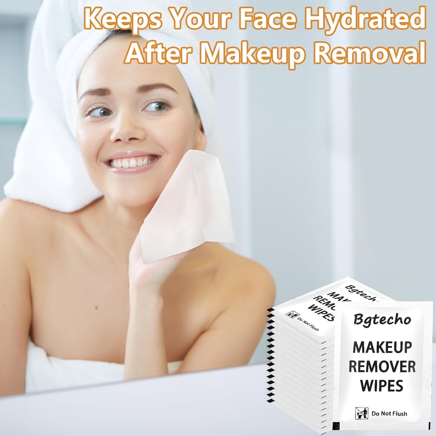 200 Pack Makeup Remover Wipe Bulk, Individually Wrapped Makeup Remover Wipes, Alcohol Free Facial Cleansing Wipes, Makeup Wipe with Vitamin E, Gentle Face Wipes for Travel Hotel(White)