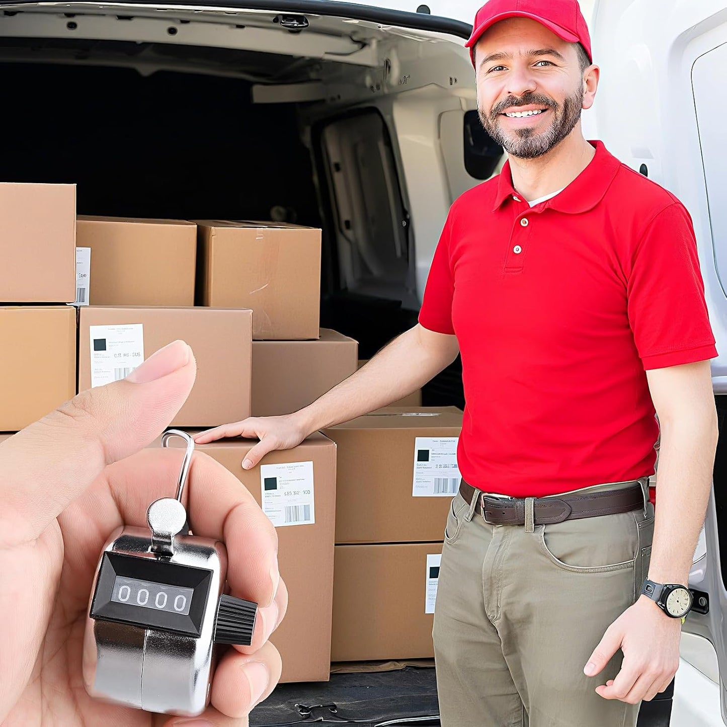 2 Pack Hand Tally Clicker Counter – 4 Digit Metal Mechanical Hand Counter with Lanyard for People Counting, Lap Tracking, Knitting, Pitch, Golf, Coaching, Umpire, Events
