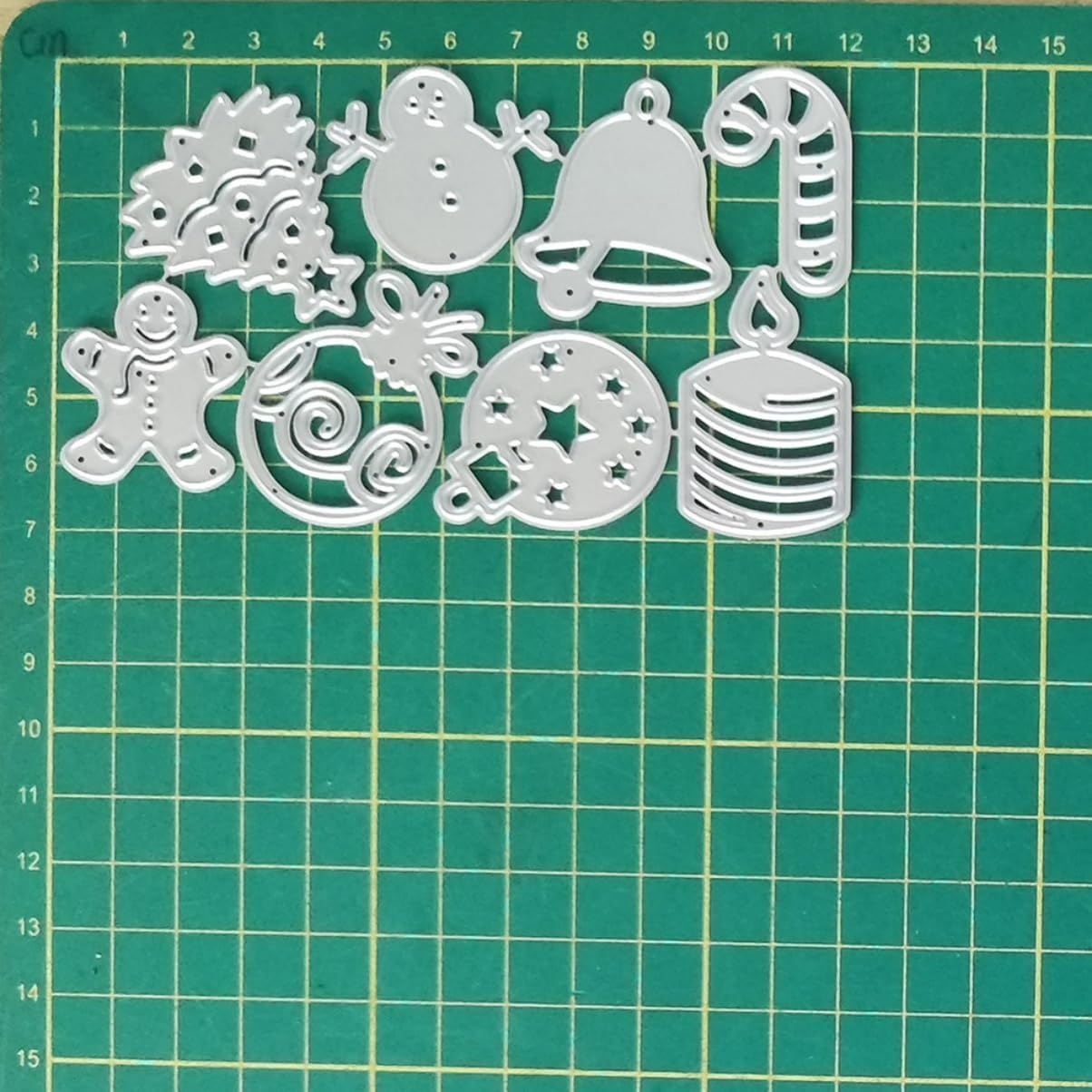 Mvchifay Cutting Dies Happy Birthday Metal Stencils Scrapbooking Tool DIY Emboss Paper Card Making (Christmas Tree Snowman bell-12x7cm)