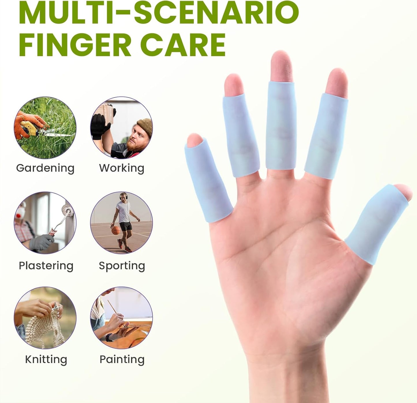 20 PCS Gel Finger Sleeve Protectors - Silicone Fingers Sleeves with Aloe Vera Extract - Finger Cots Bandages Provide Relief for Finger Cracking, Corns, Blisters and Calluses Protect (Blue)