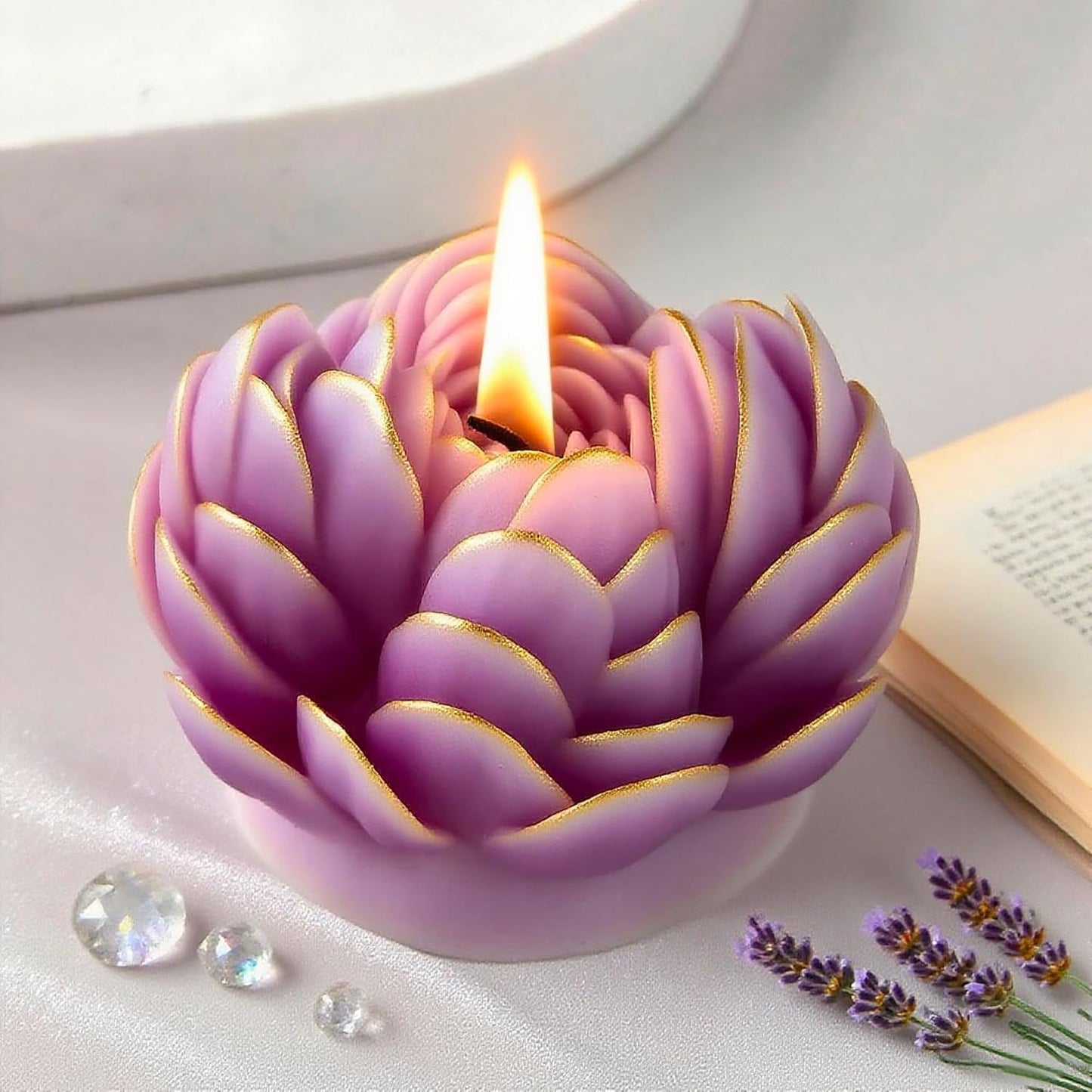 Heart Rose Cylinder Candle & Resin Mold - Resin Casting Silicone Molds for Home Decor & Candle Making Wave Spiral Mold