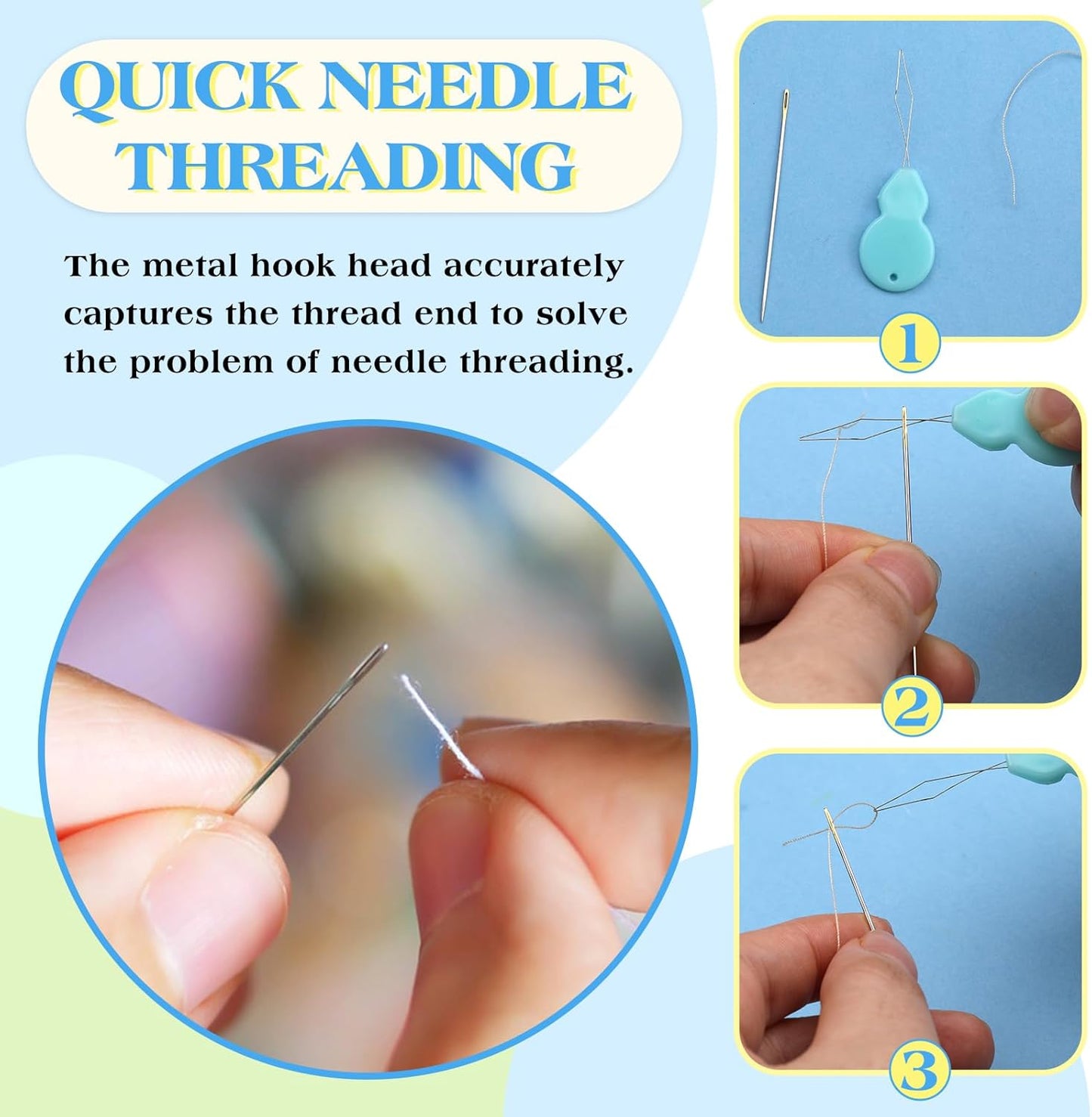 Fteven Needle Threaders, 30Pcs Sewing Needle Threader Gourd Shaped, Embroidery Needle Threader for Hand Sewing and Sewing Machine with Clear Storage Box