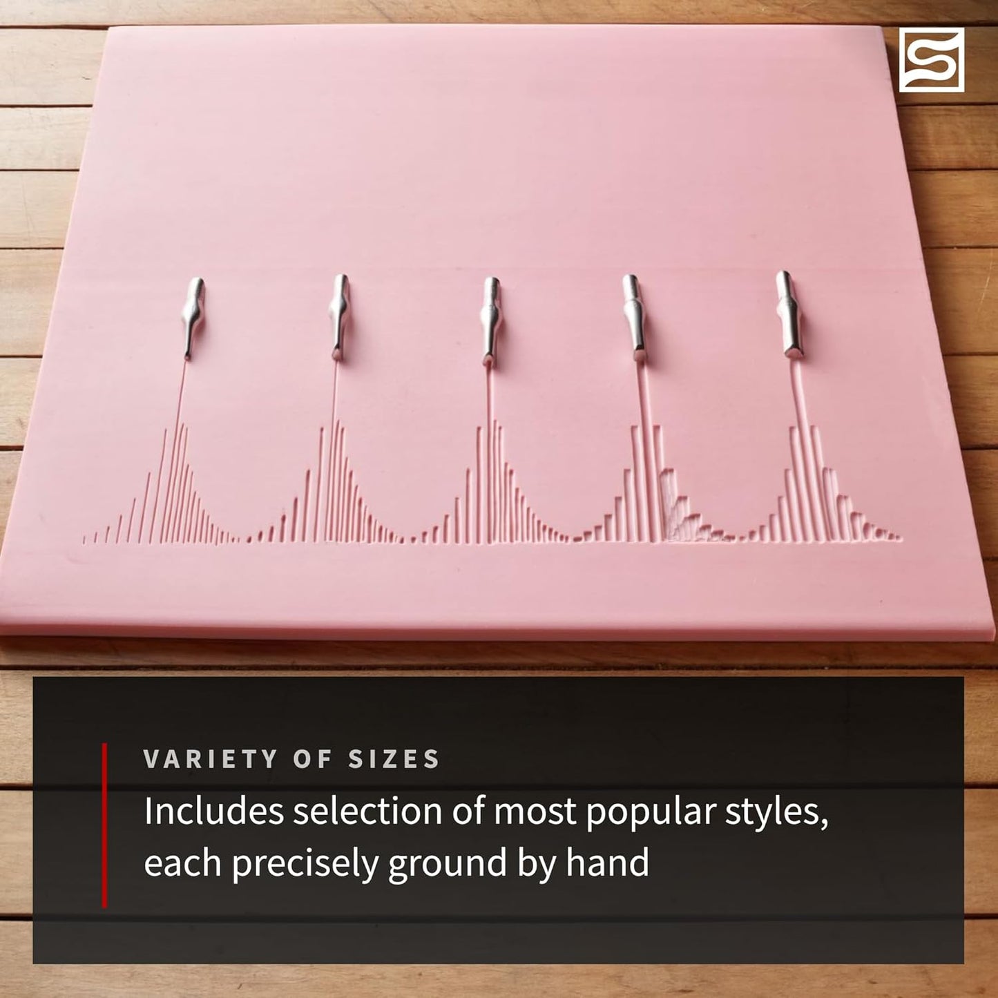 Speedball 4131 Linoleum Cutter – 5 Assorted Lino Cutters Includes Plastic Storage Handle, Made in The USA