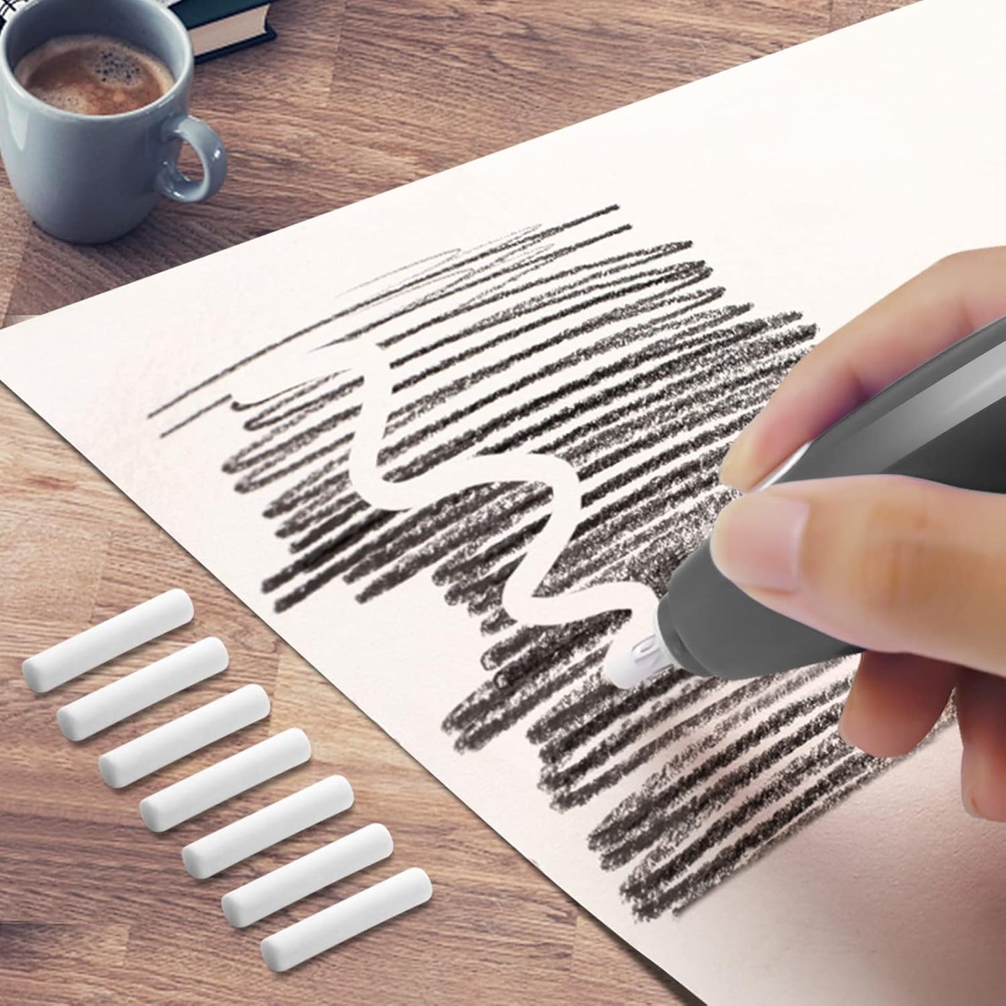 AFMAT Electric Eraser for Drawing,140 Erasers Refills, Rechargeable Electric Eraser for Artists, Rechargeable Battery Operated Pencil Erasers Kit for Drafting, Painting, Sketching, Architectural Plans