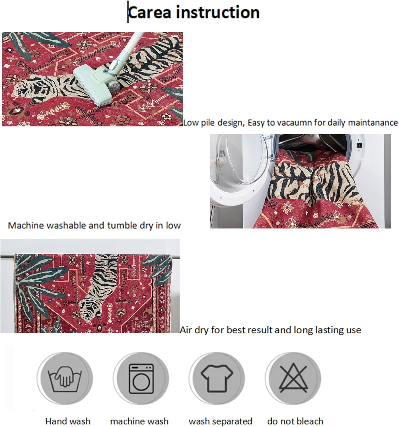 Tribal Rugs Summer Tropical 5x7 Area Rugs Wine Red Traditional Boho Vintage Oriental Rug Carpet for Bedroom Kitchen Dining Living Room Indoor Entryway Washable