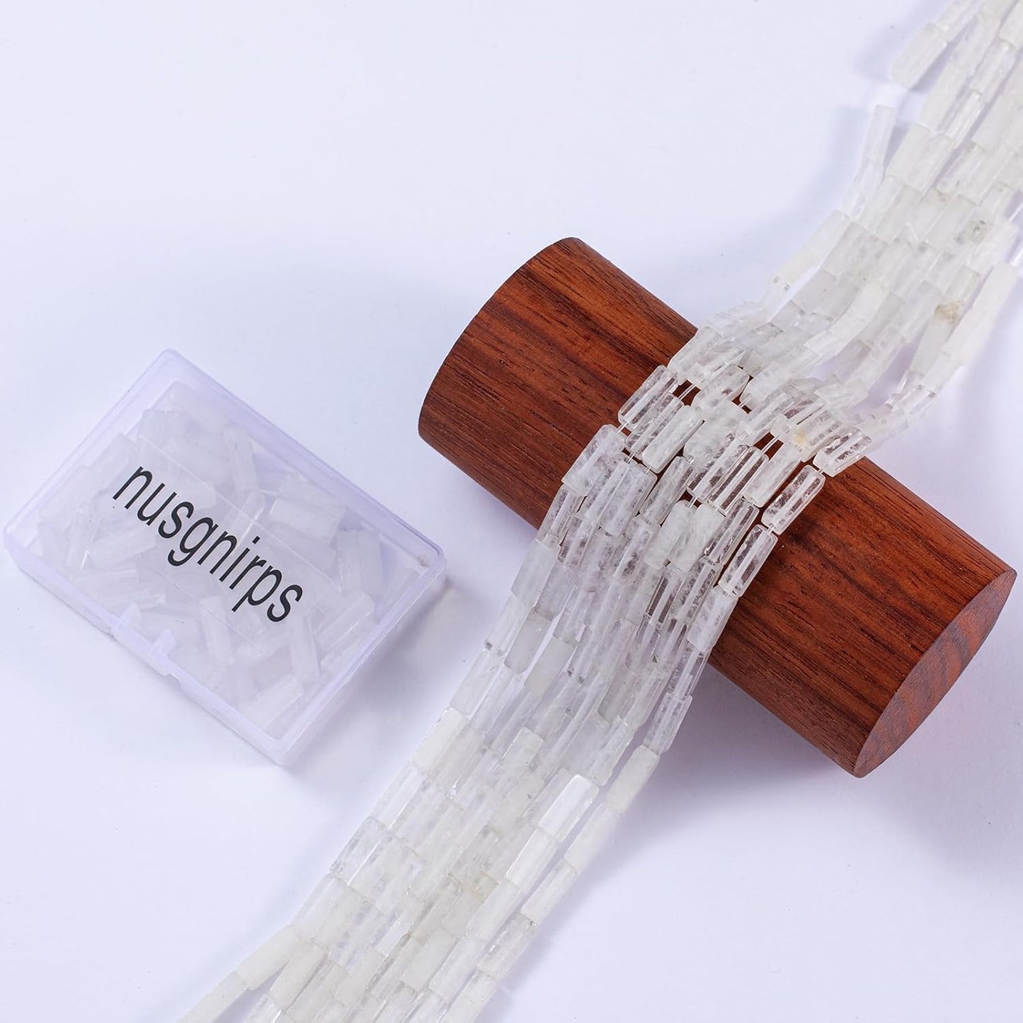 Natural White Crystal Rectangle Tube Beads 4x13mm 38cm/str Loose Semi Gemstone Stone Beads for Making Bracelets Necklace Earrings