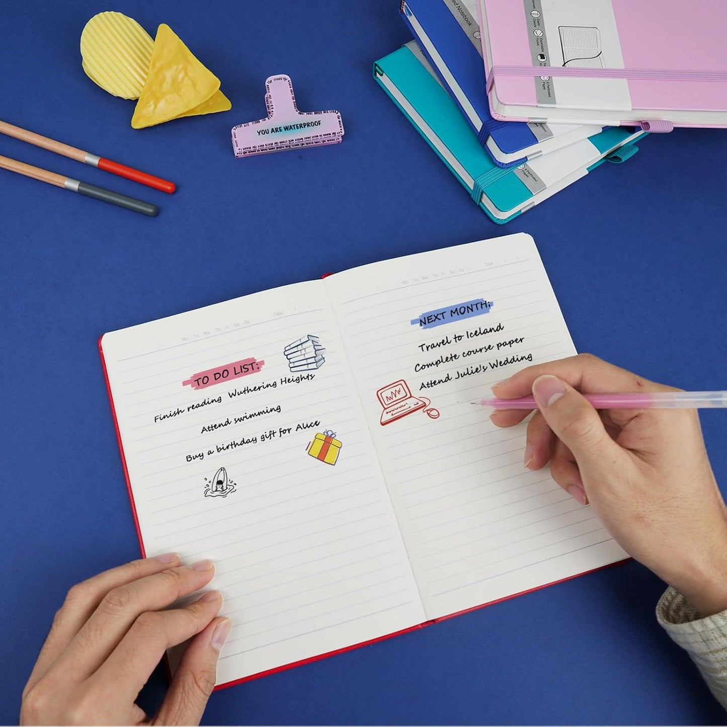 Lined Journal Notebooks for Work, Travel, College, A5 Size 100 GSM Thick Paper, Classic Ruled Journaling Notebook, Hardcover Notepad for Writing 160 Pages, 5.5 x 8.3 inch, Purple