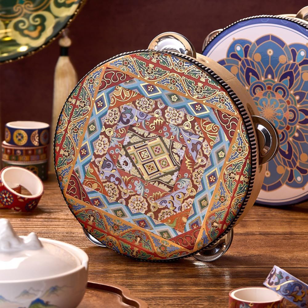 Washi Tape Set 10 Rolls, Chinoiserie Gold Foil Decorative Paper Sticker for Planner Scrapbook Journal DIY Arts Craft (Ancient Blue)