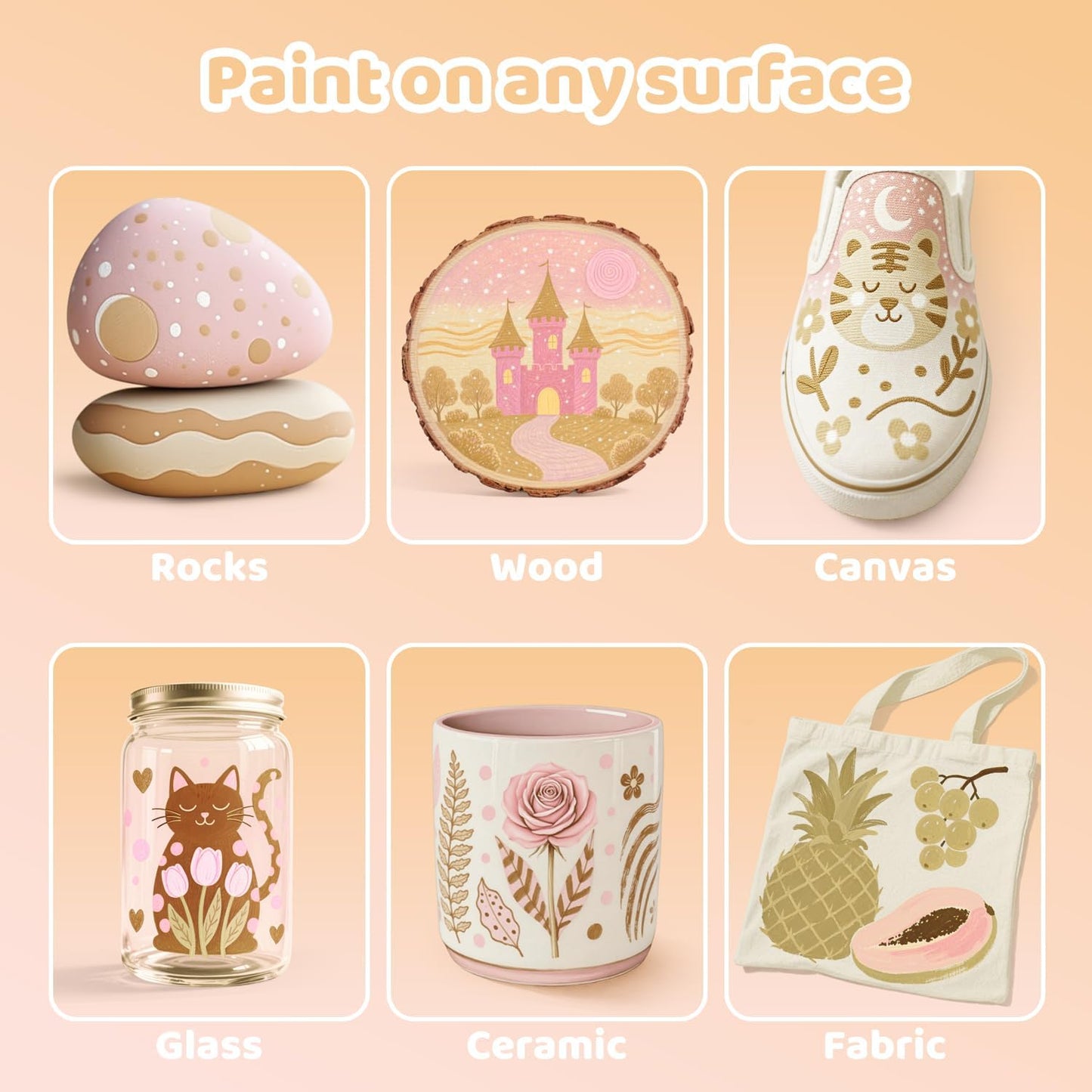 Guangna 12 Skin Tone Acrylic Paint Markers Set, Brush Tip Acrylic Paint Pens for Rock Painting, Wood, Glass, Paper, Coloring Book, Ceramic, Canvas, DIY Crafts, Water-Based Ink