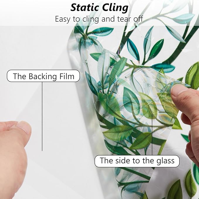 Finnez Window Privacy Film 3D Static Cling Window Film, No Glue Heat Control & 96% UV Blocking for Home Office, Decorative Frosted Glass Cover 23.6 Inch x 13.1 Feet