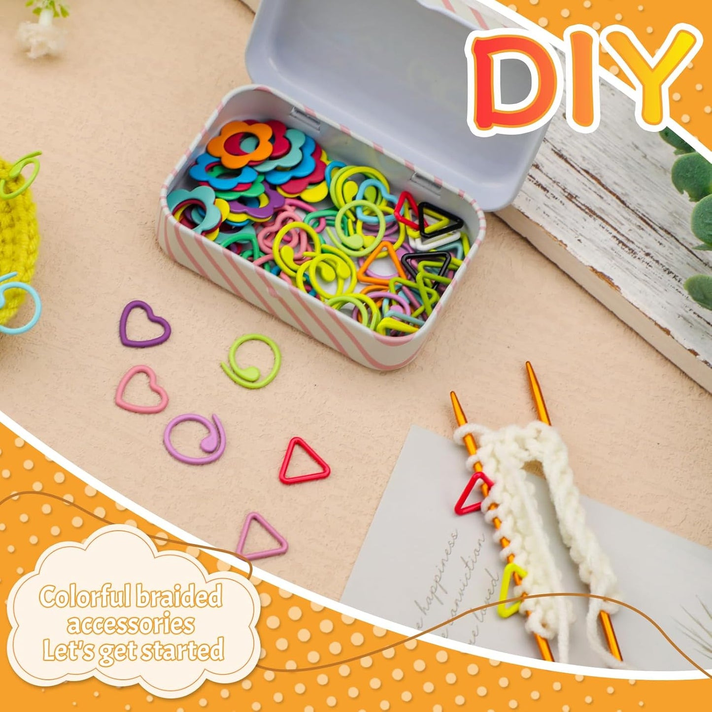 Jmuiiu 80PCS Metal Stitch Markers, 4 Styles Colorful Crochet Stitch Markers for Knitting Crocheting Clothing Tag Diy Craft Project with Storage Box