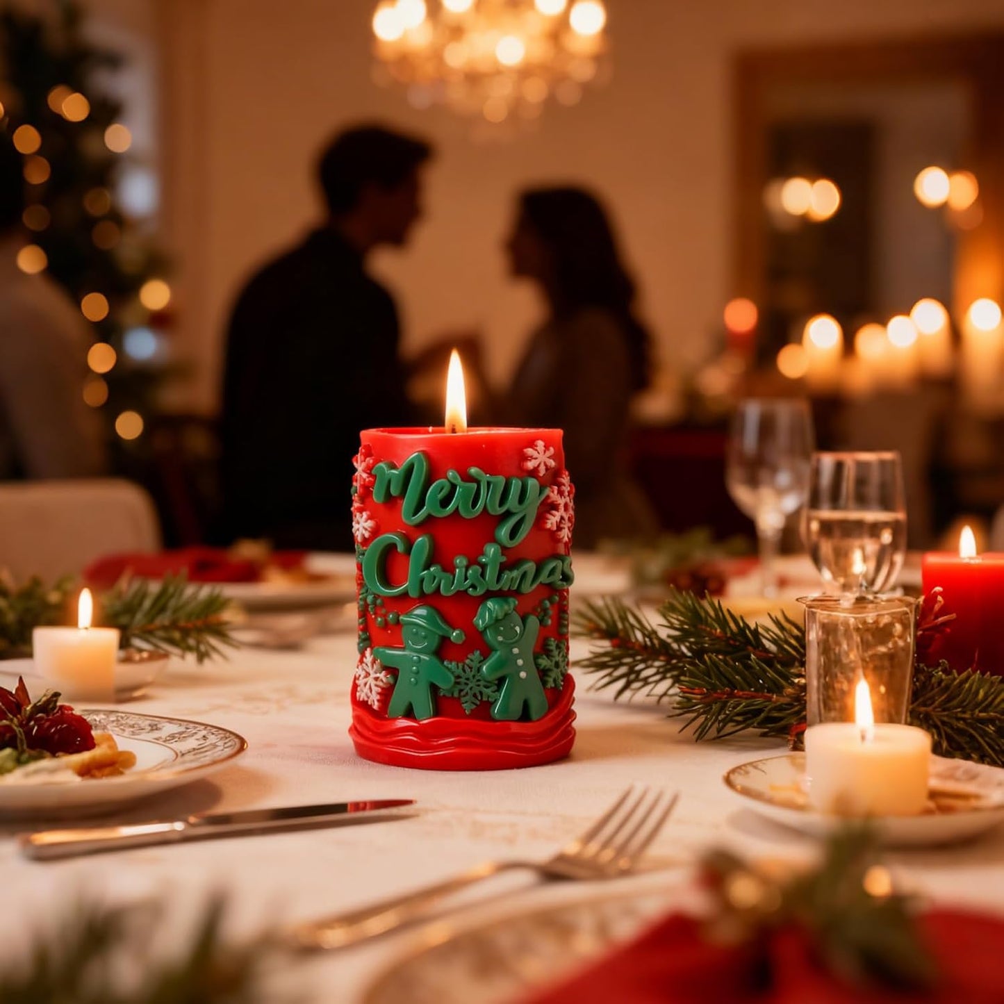 1PCS Christmas Candle Mold, Pillar Snowman Christmas Resin Silicone Molds Kit, 3D Christmas Shape Silicone,Candle Silicone Mold for DIY Wax Soap