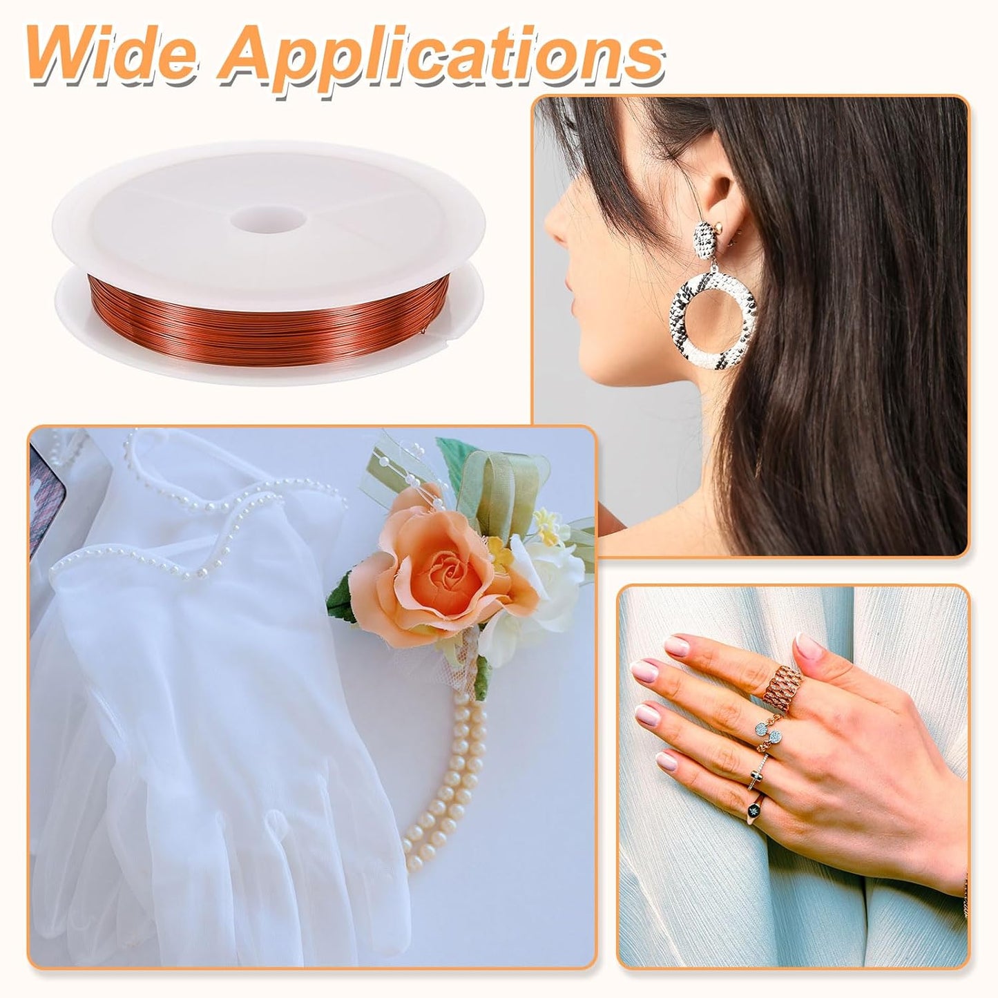 HARFINGTON 49ft Jewelry Wire, 28 Gauge (0.3mm) Brass Craft Soft Metal Tarnish Resistant Copper Beading Wire for Jewelry Making Supplies Crafting, Coffee