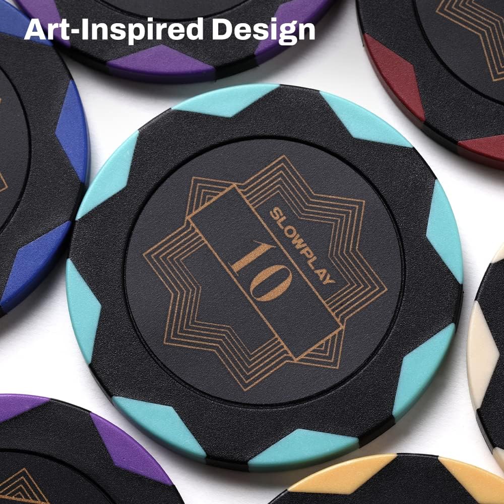 SLOWPLAY Nash Clay Poker Chips, 14 Grams Heavyweight Clay Composite, 40mm Large Chips in Bulk, Pack of 50 in Red Without Denomination