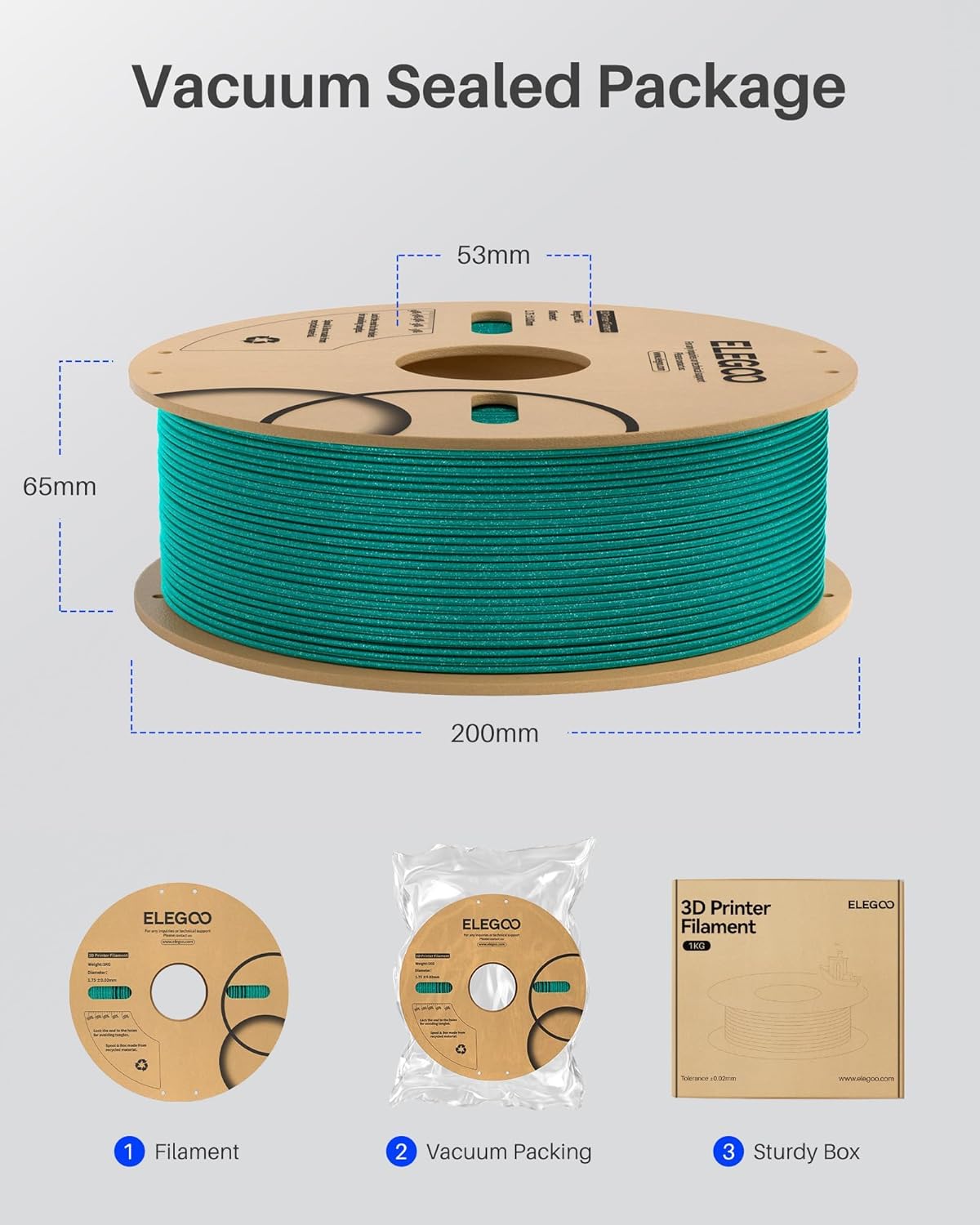 ELEGOO PLA Filament 1.75mm Sparkle Green 1KG, Glitter Twinkling 3D Printer Filament Dimensional Accuracy +/- 0.02mm, 1kg Spool(2.2lbs) Fits for Most FDM 3D Printers