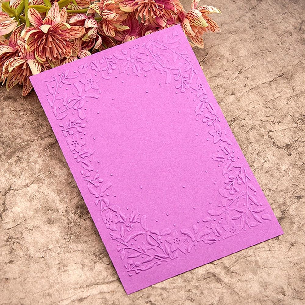 3D Plastic Embossing Folder Template Christmas Leaf Border Texture A6 Size for Card Making DIY Scrapbooking Paper Crafting Handmade Crafts Scrapbooking Arts Supplies Scrapbook Decor