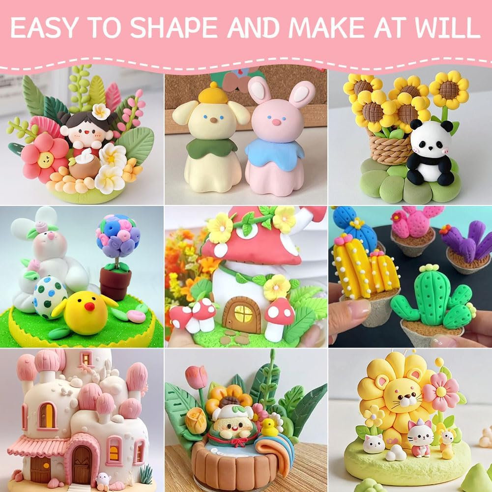 Ainiv Air Dry Clay Kit, 72 Colors DIY Model Magic Clay for Kids, Modeling Clay with 6 Sculpting Tools, Safe and Non-Toxic, Ultra Light Arts and Crafts Kits for Boys Girls, Best Gifts for Kids