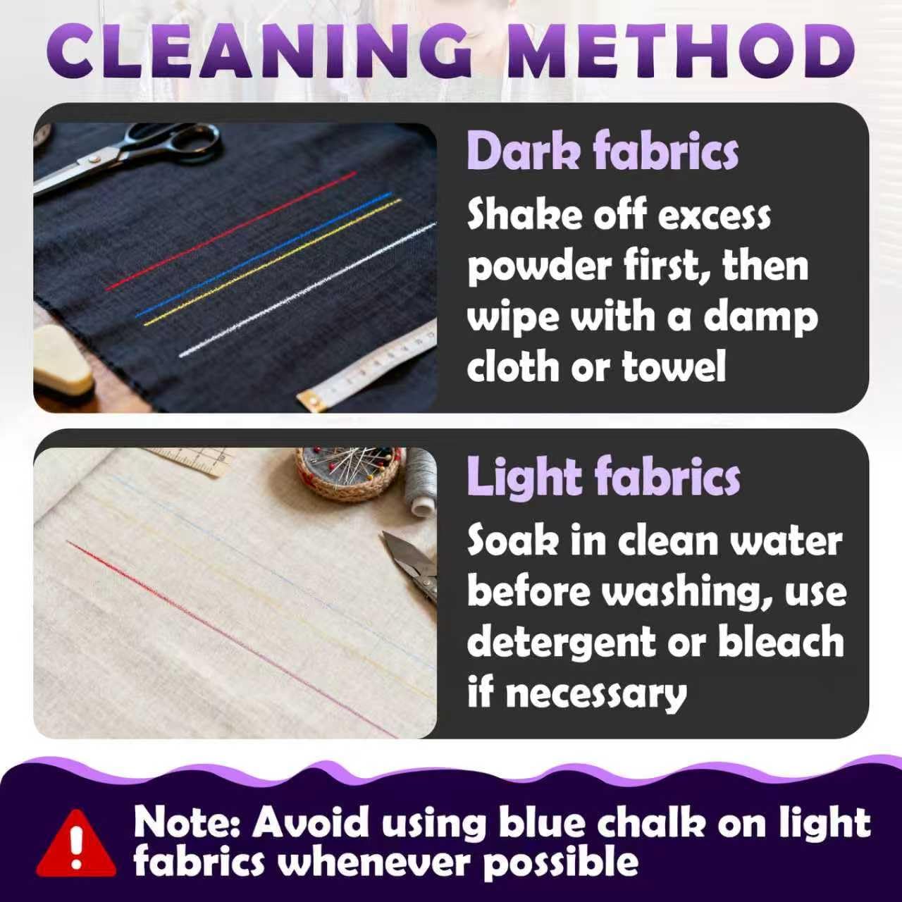 2PCS Sewing Chalk for Fabric, Wipeable and Washable Fabric Chalk for Sewing, Tailors Chalk for Fabric Etailed Marking on Fabrics, Cottons, Leathers - Blue, White