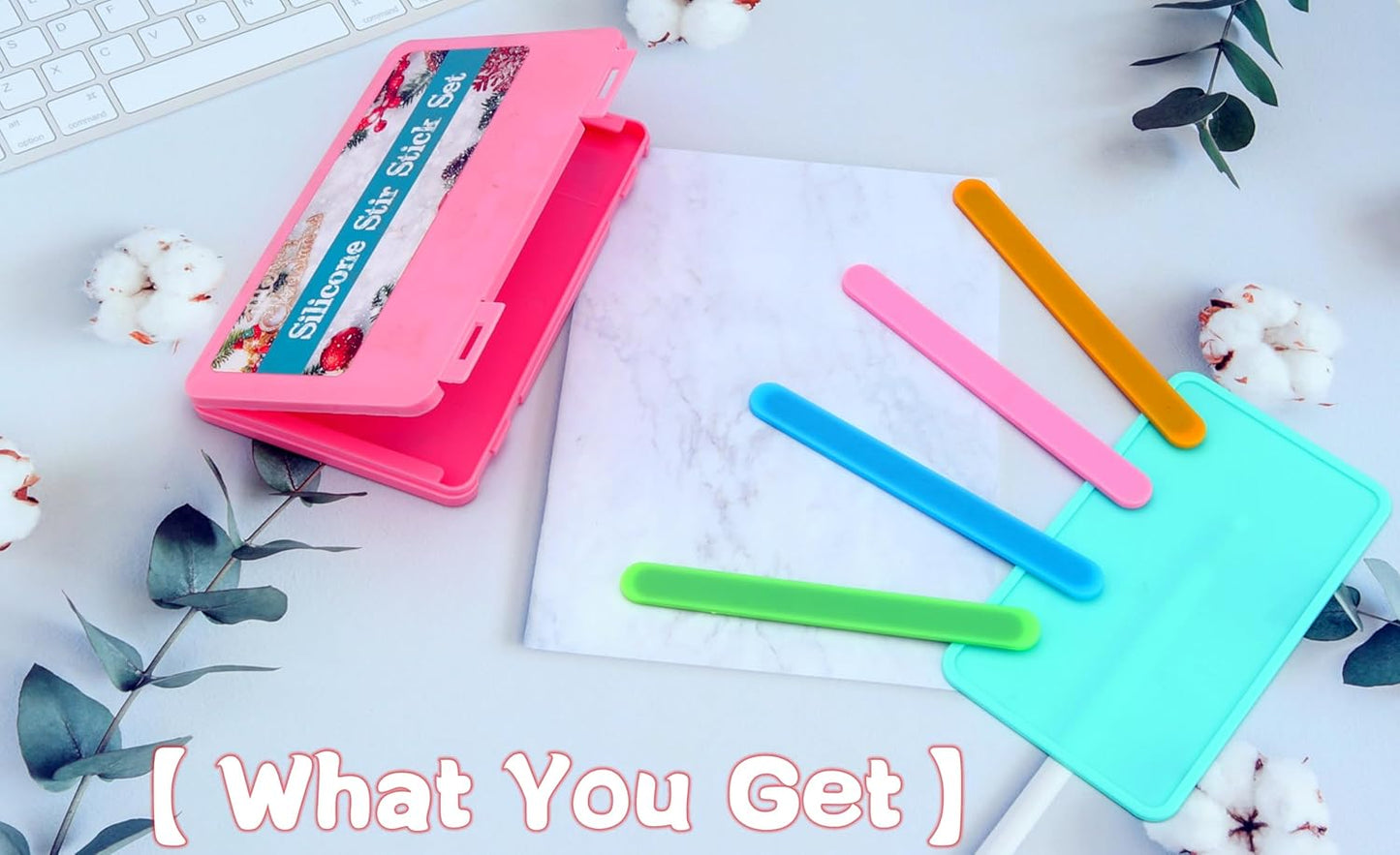 4 PCS Silicone Stir Sticks, Reusable Silicone Popsicle Sticks for Mixing Resin, Epoxy, Liquid, Paint, Making Glitter Tumblers(4-Silicone Stir Stick)