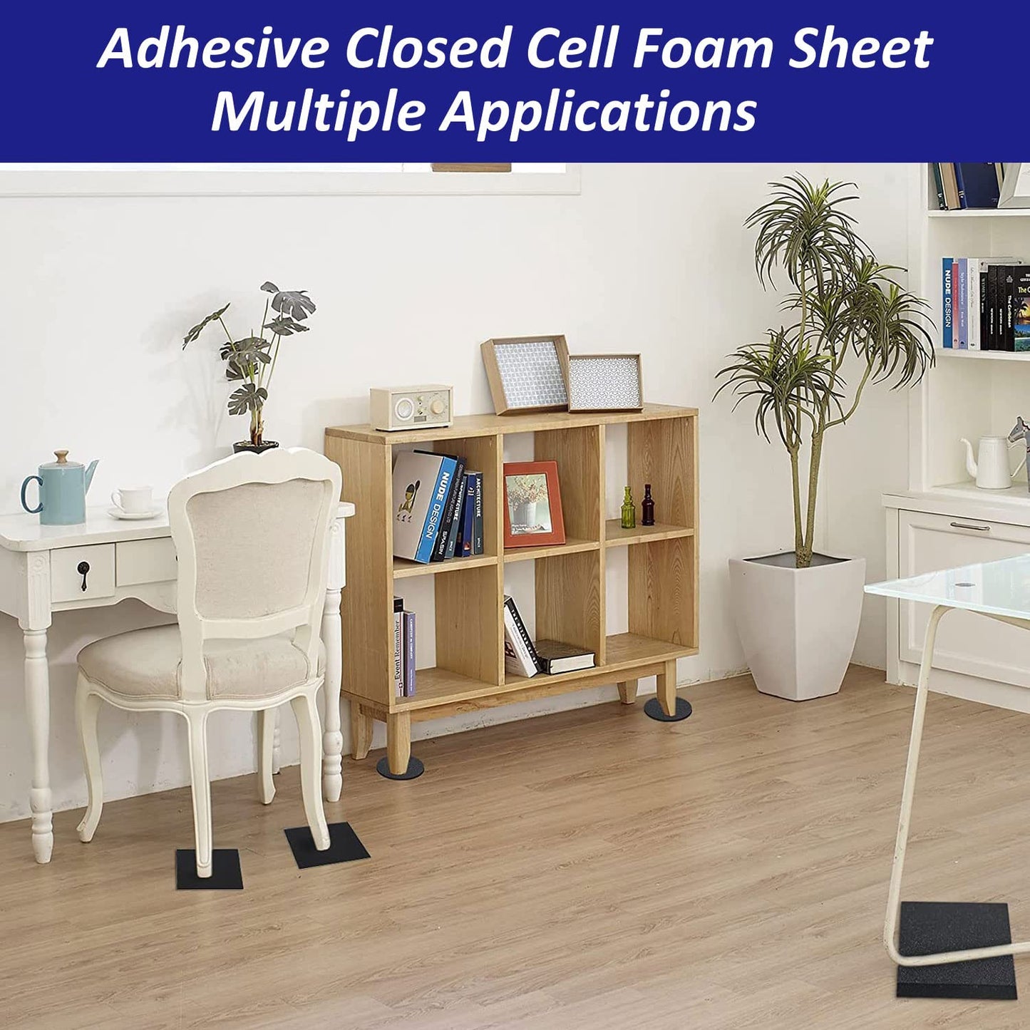 Foam Padding Sheets with Adhesive Backing - Self Stick Neoprene Insulation Foam,22PCS 1/16 Inch Thick X 4 Inch Long X 4 Inch Wide - Closed Cell Foam Sheet Square Pad