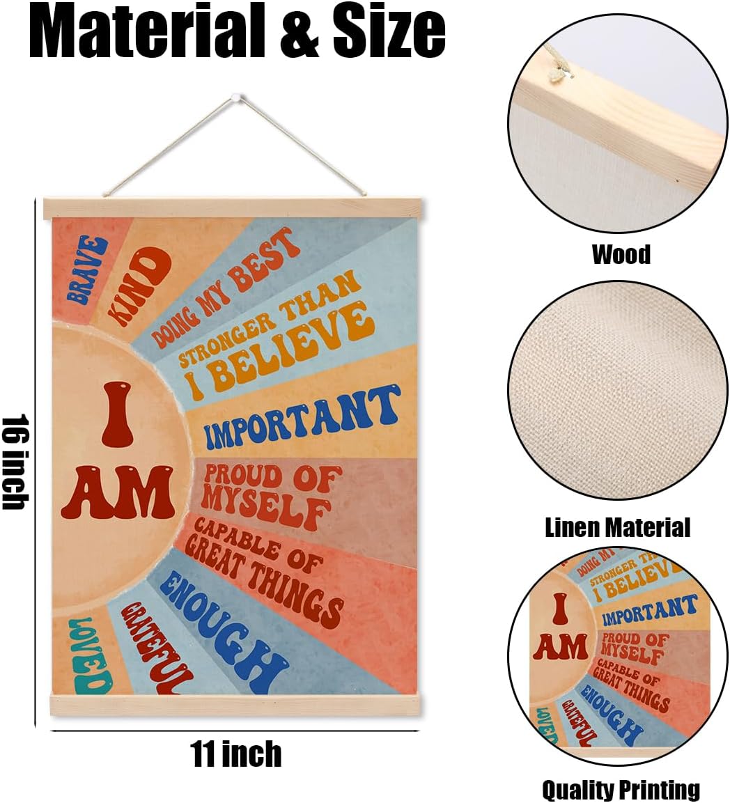 Inspirational Boho Sun Poster Hanger, Positive Affirmations Wall Decor, Sunshine Posters, Educational Posters Wall Art Wall Hanging Banner Classroom Bedroom Nursery Home Living Room Decor