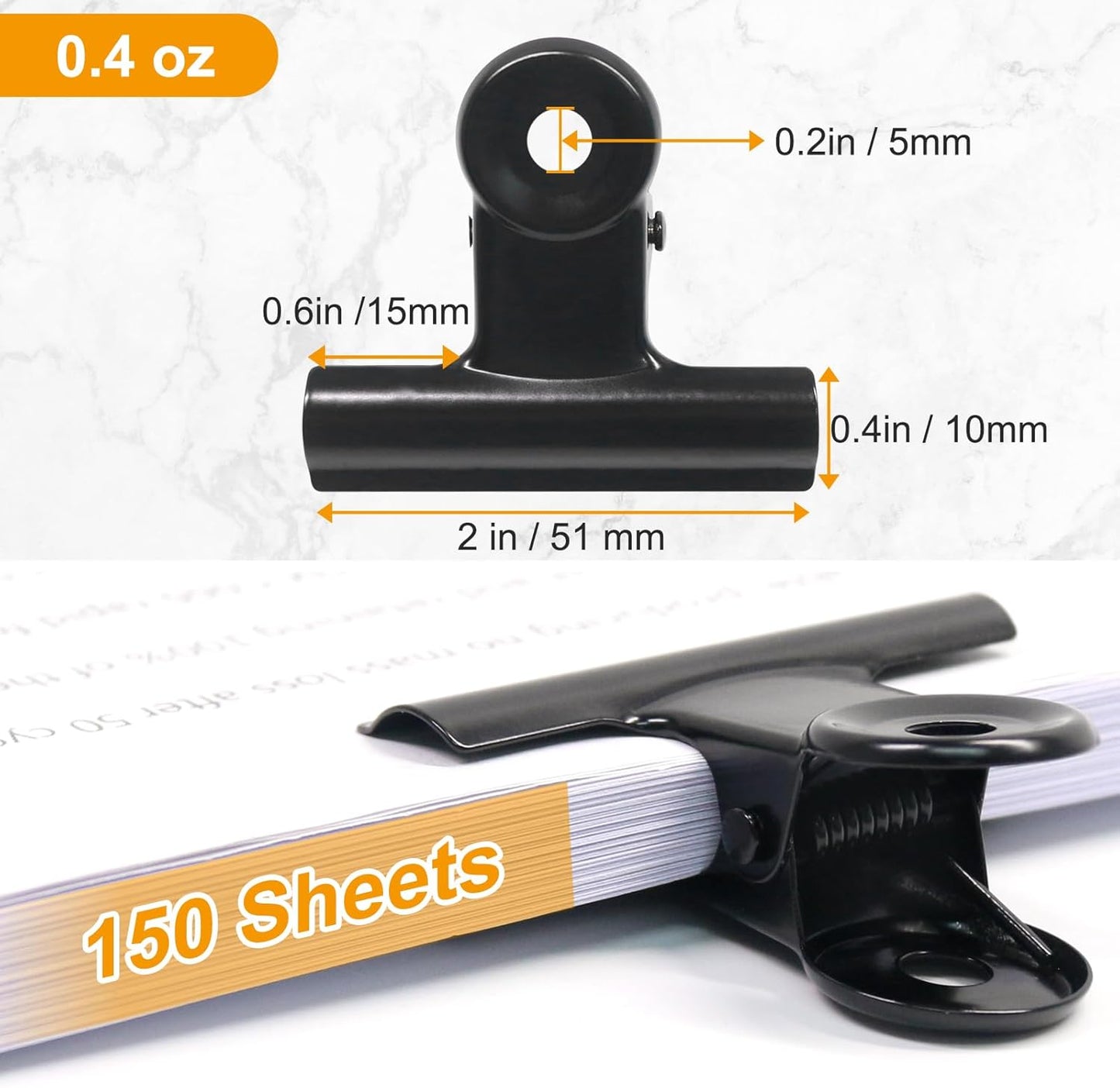 Coideal Black Bulldog Paper Clips 2 Inch, 20 Pack Large Metal Hinge Clips Binder Bull Clip Clamps for Food Bags, Pictures Photos, Art Crafts, Office Supply (50mm)