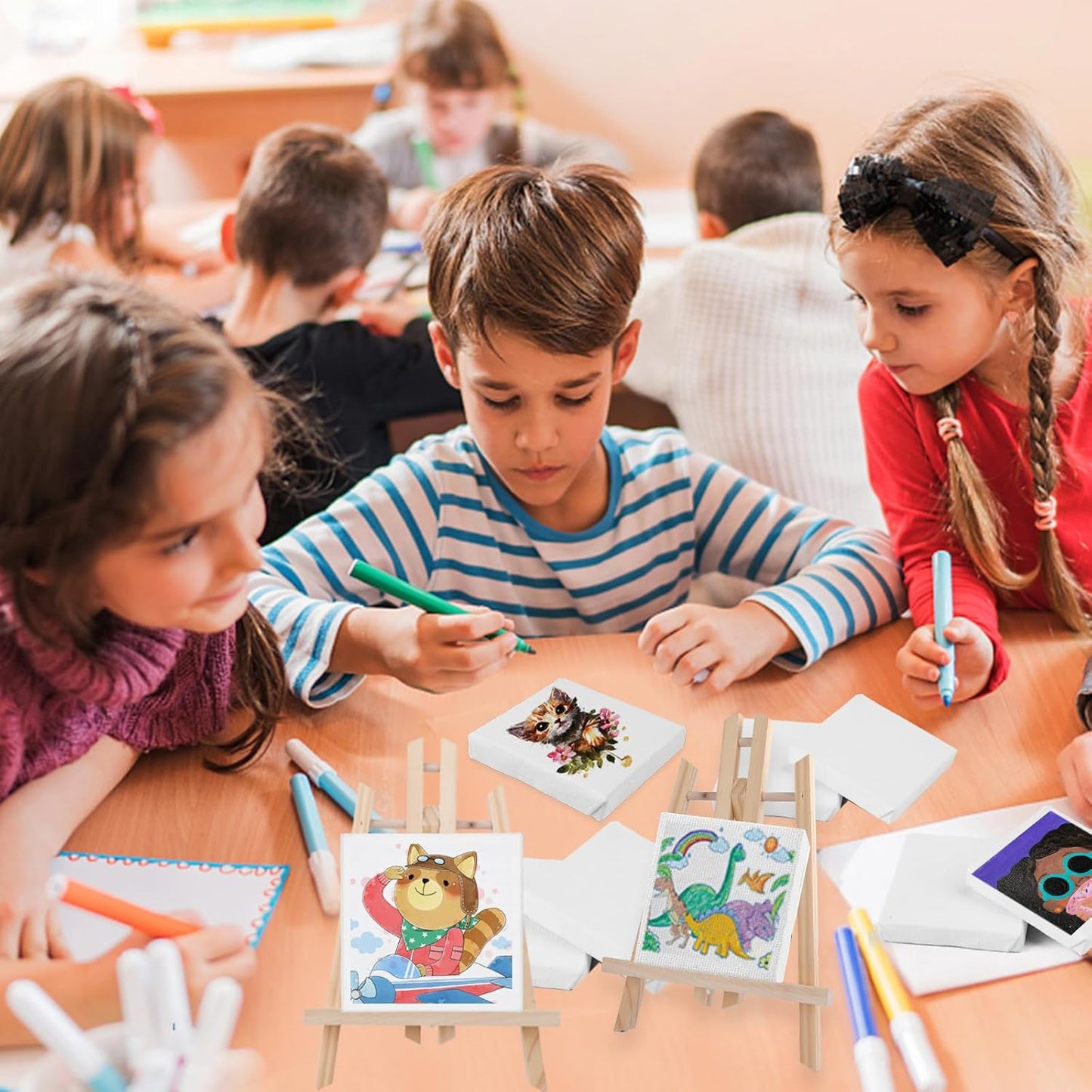 ESRICH Mini Canvases for Painting, Mini Canvas Bulk 100 Pack 2.4x2.4In, 2/5In Profile Small Square Canvases, Blank Canvases are Great for School Projects and Kids Birthday Parties, Home Decor Project.