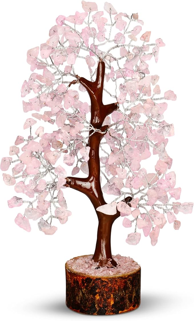 PYOR Rose Quartz Tree, Pink Office Decor, Money Tree, Rose Quartz Crystals, Pink Office Accessories, Gemstones, Feng Shui Decor, Spiritual Gifts for Women, Healing Crystals and Gems