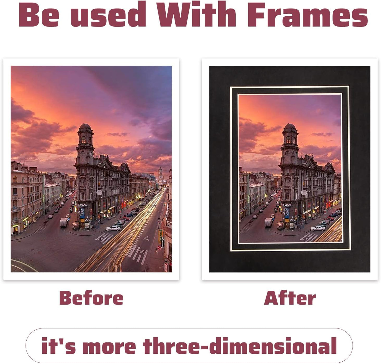 HOTUO 10 Pack Acid Free Black Picture Frame Mats, Pre-Cut 8x10 Picture Mats with Ivory Core Bevel Cut for 5x7 Photo, Signature Friendly 4 Ply Thickness Photo Mat for Frames (Black with V-Groove)
