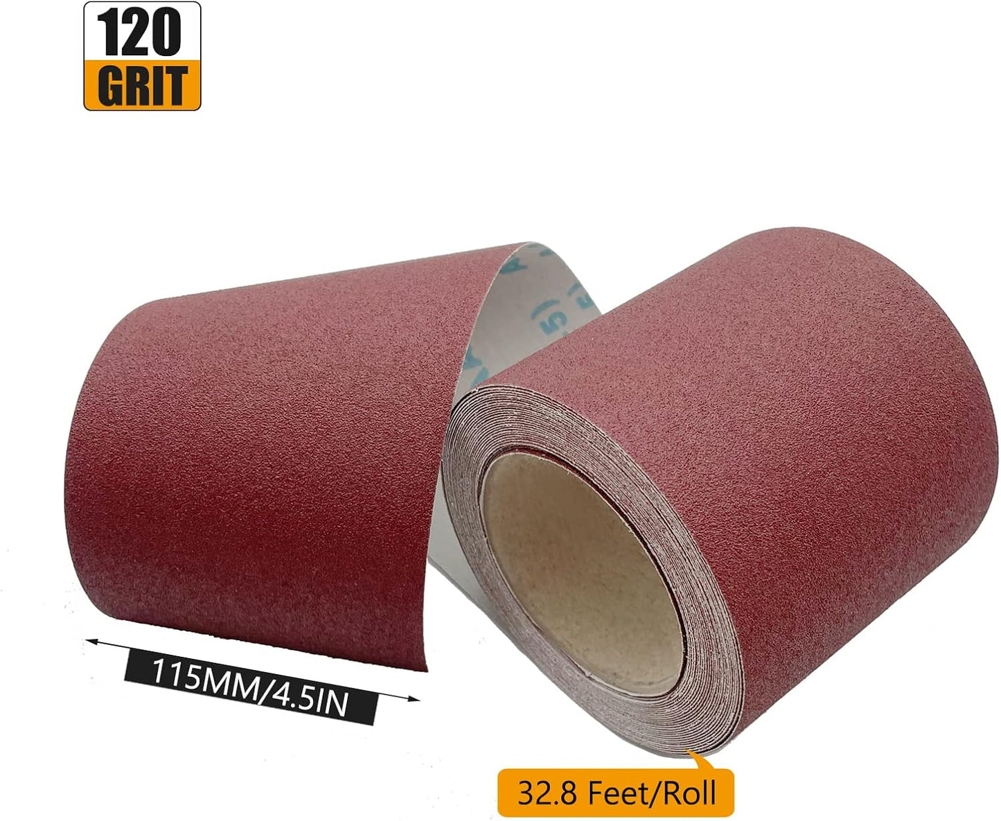 120 Grit Emery Cloth Roll, 4.5 Inch Wide 32.8 Ft Long (Equals 1/4 Sheet Sandpaper 71 Pcs) Abrasive Sandpaper Rolls for Metal Automotive Wood Furniture Sanding Paper Drum Palm Sander (120 Grit)