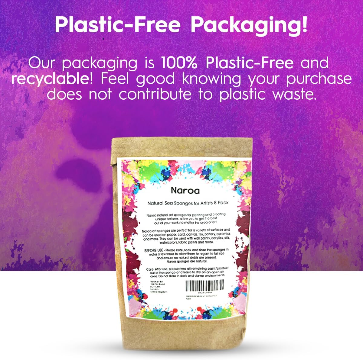 NAROA Artist Natural Sea Sponges for Painting 8 Pack | Unbleached Unique Art Tool Set | Suitable for Acrylic Watercolor, Marbling, Texturing, Pottery, Ceramics