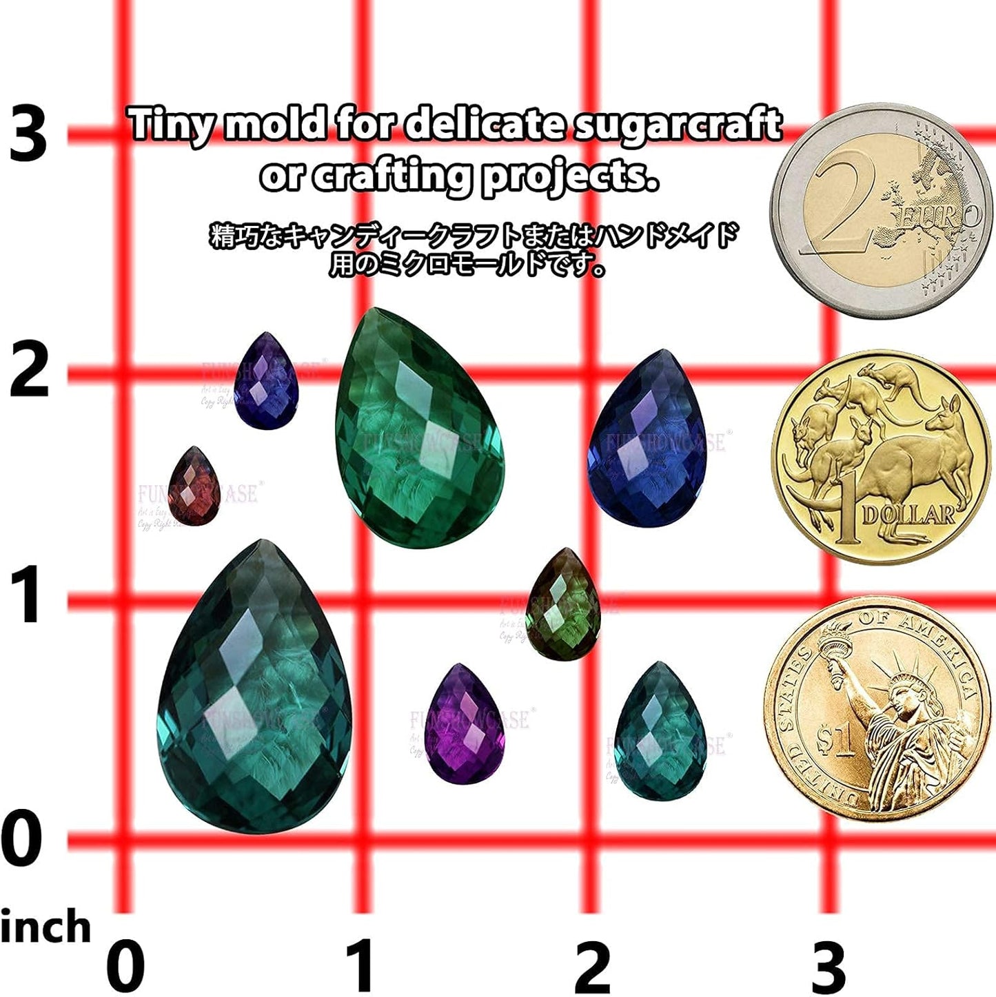 FUNSHOWCASE Cabochon Gemstone Silicone Mold for Resin Epoxy Jewelry Making, Cake Decoration, Cupcake Topper, Polymer Clay Craft