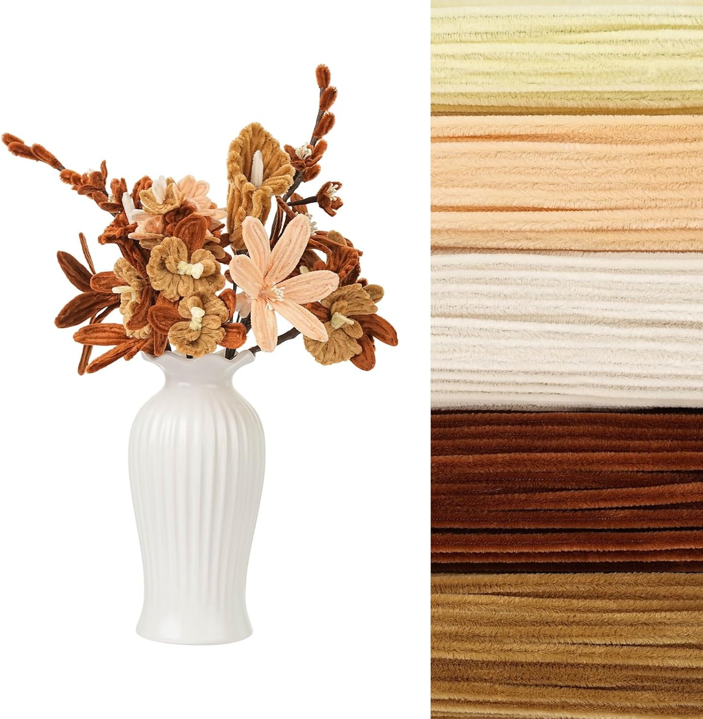 400 PCS Soft Pipe Cleaners Bulk,5 Colors Pipe Cleaners Craft for Flowers with Floral Wire,Gardening Tape,Greeting Card,Bouquet Paper,Hot Glue Stick,Stamen & Ribbon,Ideals for DIY Holiday Deco