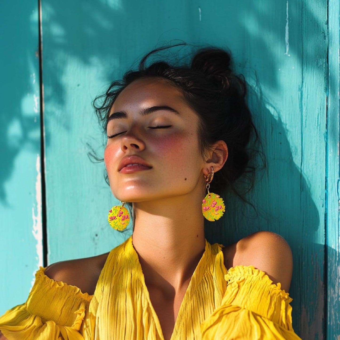 Arbuya Swirls Flowers Blossom Polymer Clay Texture Mat - Flourish Flowers Texture Sheet for Polymer Clay Jewelry Making, Earring Charms, DIY Craft Supplies