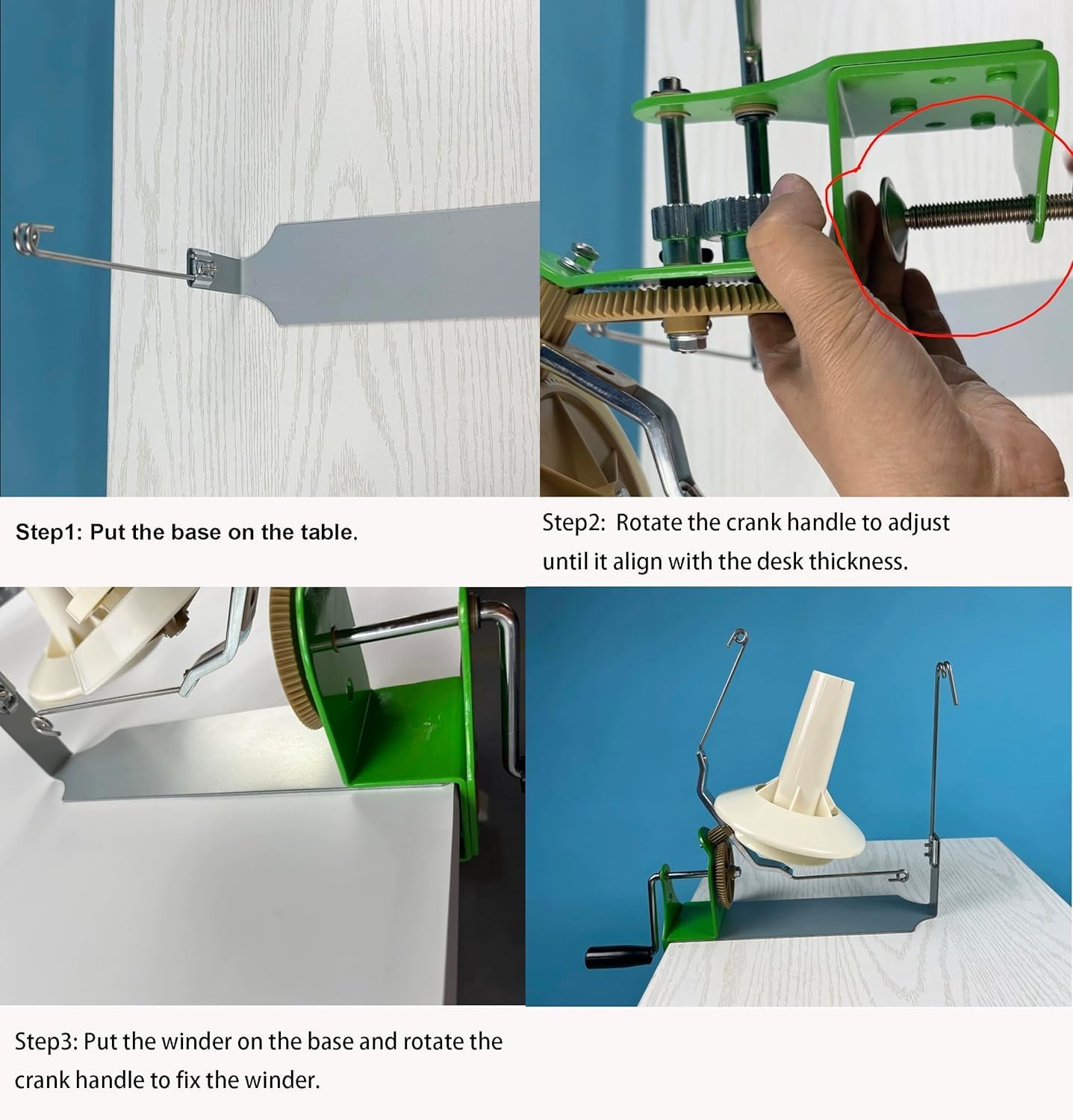 18oz Large Capacity Yarn Ball Winder, Hand Operated Yarn Baller, Bulk Yarn Cake Holder Spinner for Fiber Wool String Ball Crocheting Weaving, Tabletop Dual Rocker Arm Strong Clamp