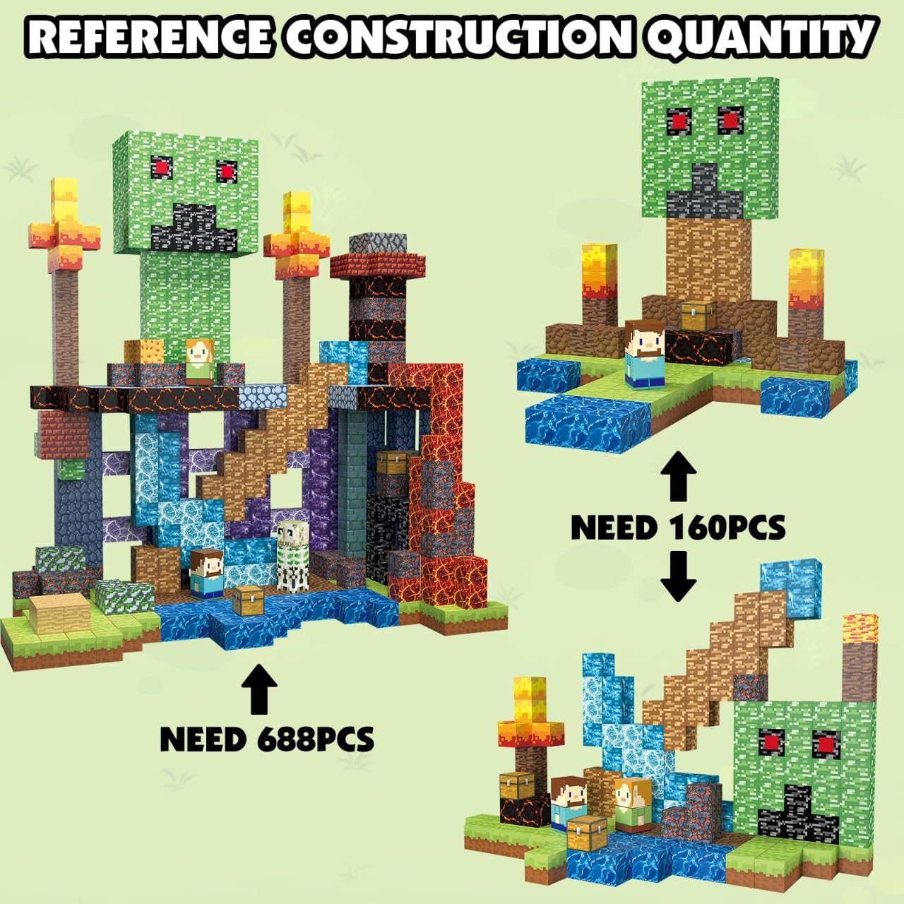 160 PCS Magnetic Blocks Building Toys, Build 3D Magnetic Building Blocks Set for Kids Ages 3+, Magnet Blocks STEM Sensory Educational Christmas Birthday Gifts Construction Toys