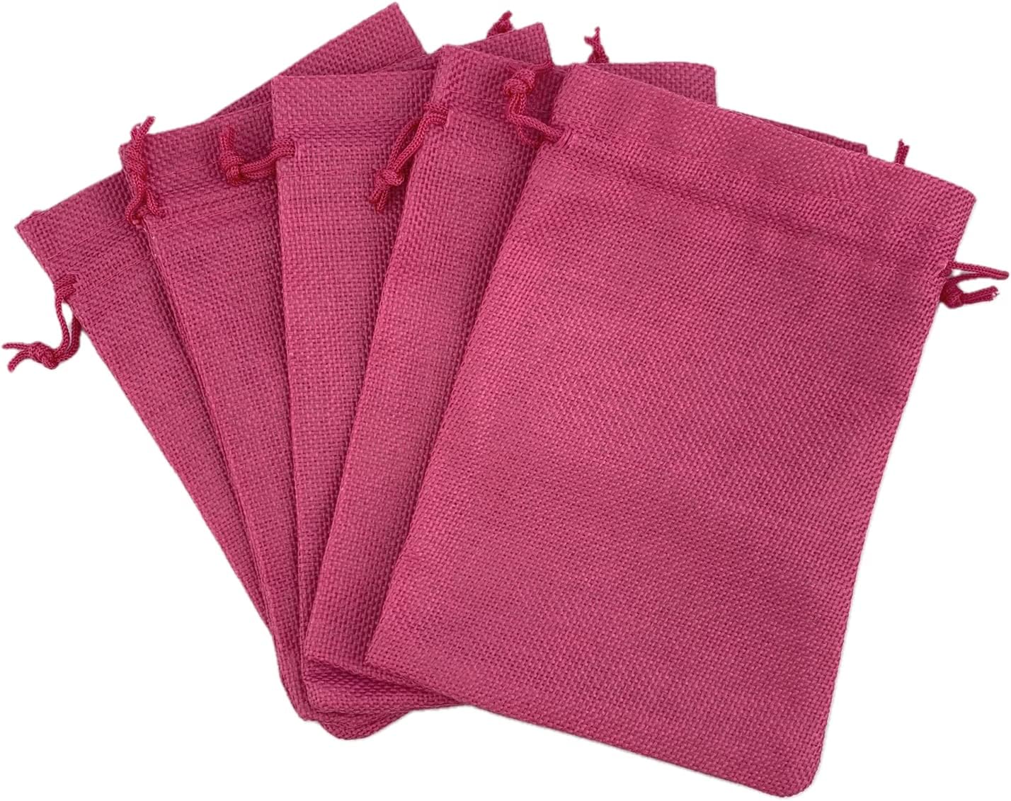 Palmhomee Pack of 25 Burlap Gift Bags with Drawstring Linen Jewelry Pouches Wedding Hessian Jute Bags for Birthday and Treat Pouches Party Wedding Favors Gift (5x7 Inch, Fuchsia)