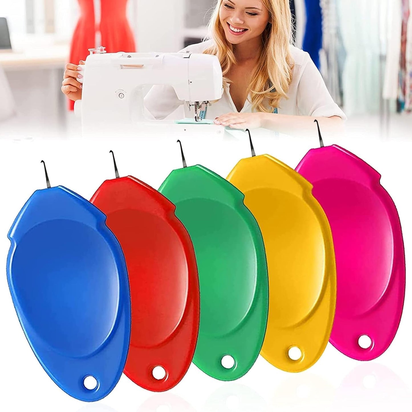 TOOVREN 12PCS Needle Threader for Hand Sewing Plastic Wire Hook Simple Threader for Needles Small Eye Easy Needle Threaders Tool for Sewing Machine Crafting Color Random