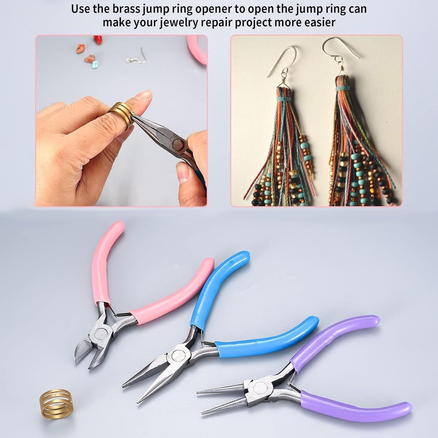 3 Pcs Jewelry Pliers Set - Needle Nose, Round Nose and Wire Cutters for Jewelry Making, Repair and Crafts,Wire Wrapping Beading Crafts Pliers