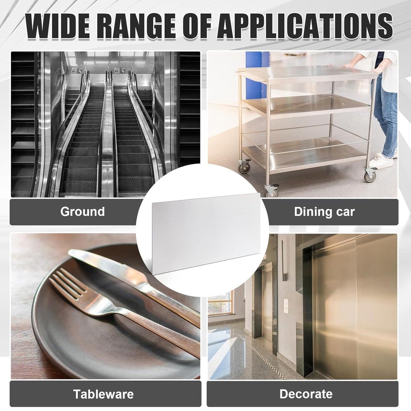 1 Pcs 430 Stainless Steel Sheet Metal 12 x 4 Inches 24GA Metal Plates Panel #4 Brushed Finish Magnetic Mount Board Wall Food Truck Restaurant Crafting Kitchen Floor Trailer Garage Gym