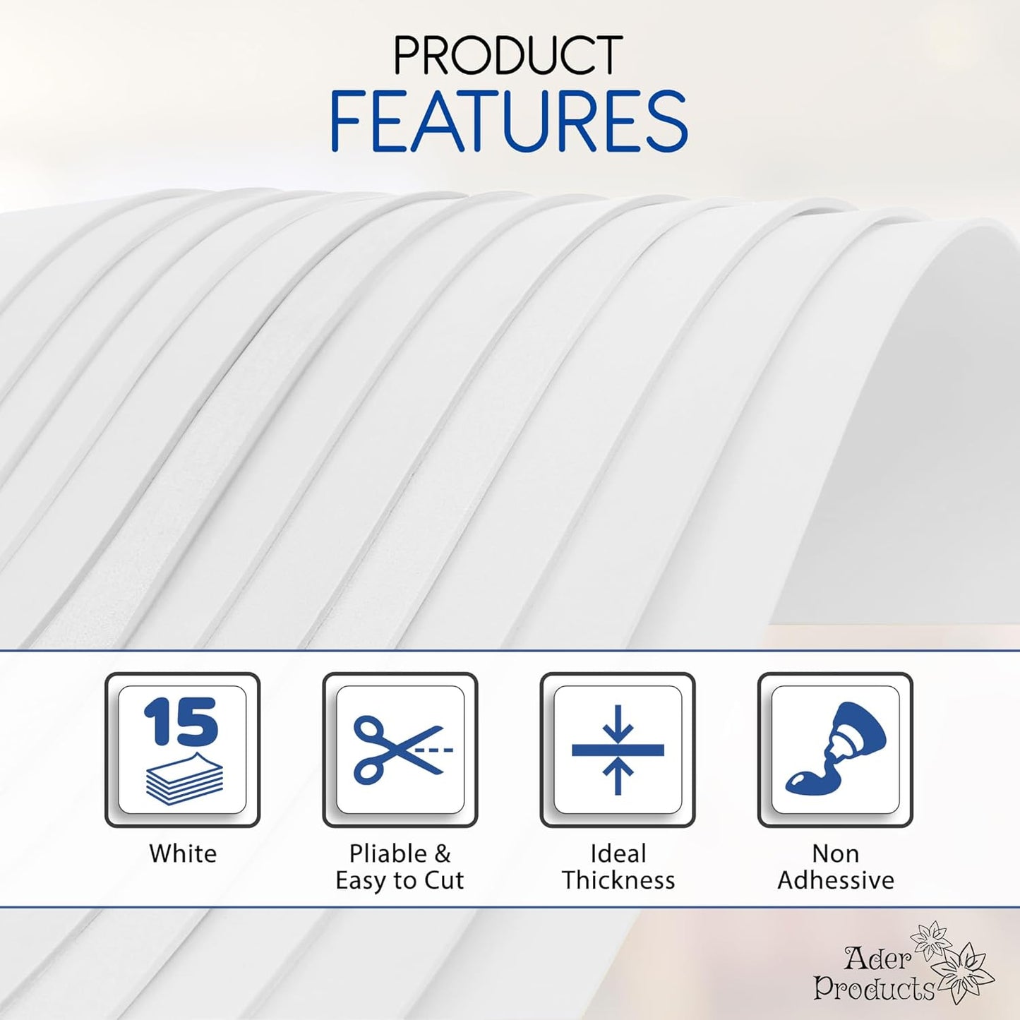 White EVA Foam Sheets for Crafts, 15 Pack, 9 x 12 Inch, 2mm Thickness – Ideal for DIY Arts and Crafts, Foam Paper for Kids, Cosplay and Costumes15 Pack