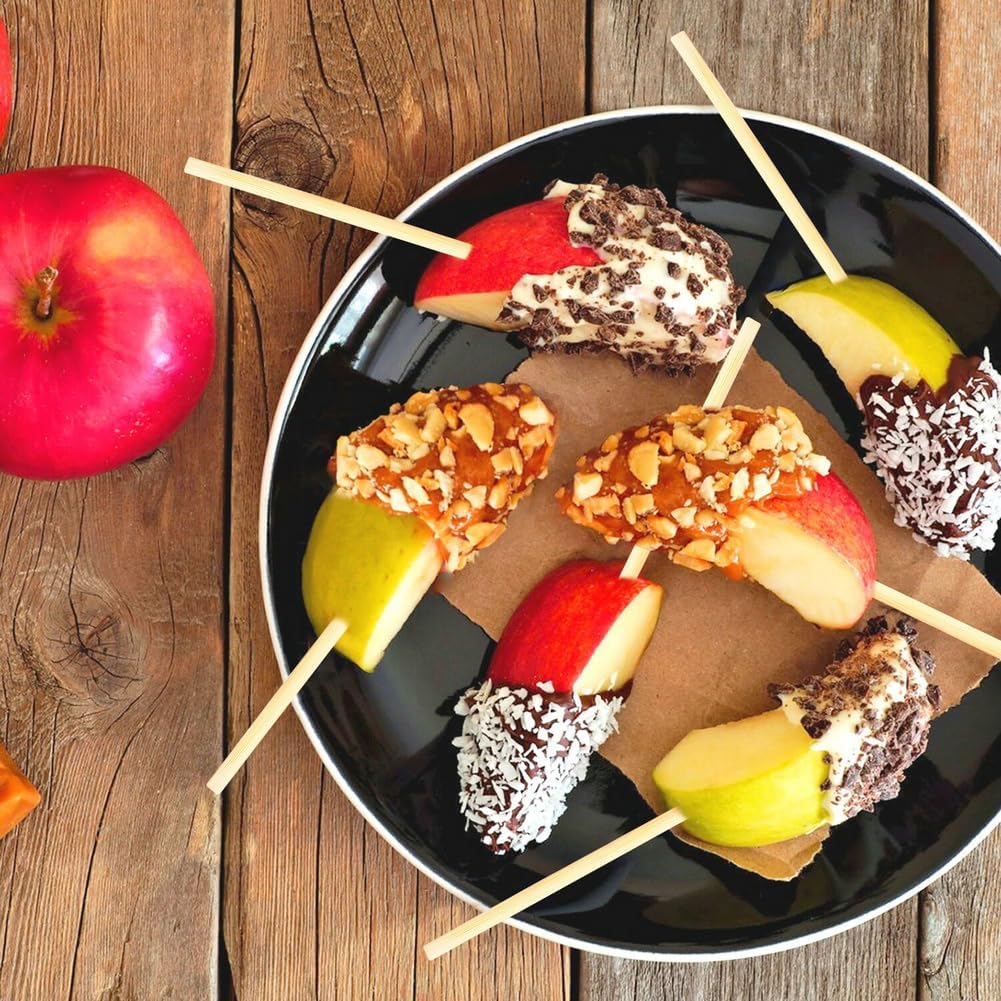 300 Pcs 6 inch Natural Bamboo Skewers, Φ=4mm, PEOUWNES Food Sticks for Appetiser, BBQ, Fruit,Cocktail, Grilling Kebabs, Bouquet, Chocolate Fountain, Corn Dog, Kitchen, Barbecue, Crafting and Party