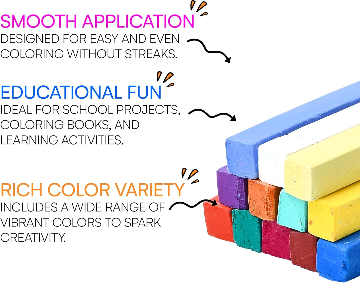 Neliblu 12-Piece Soft Pastels Set - Multi Color Pastel Chalk for Art Painting - Pastel Sticks Suitable on Paper, Blackboards, Sidewalk Blocks - For Kids, Adults, Professional Artists