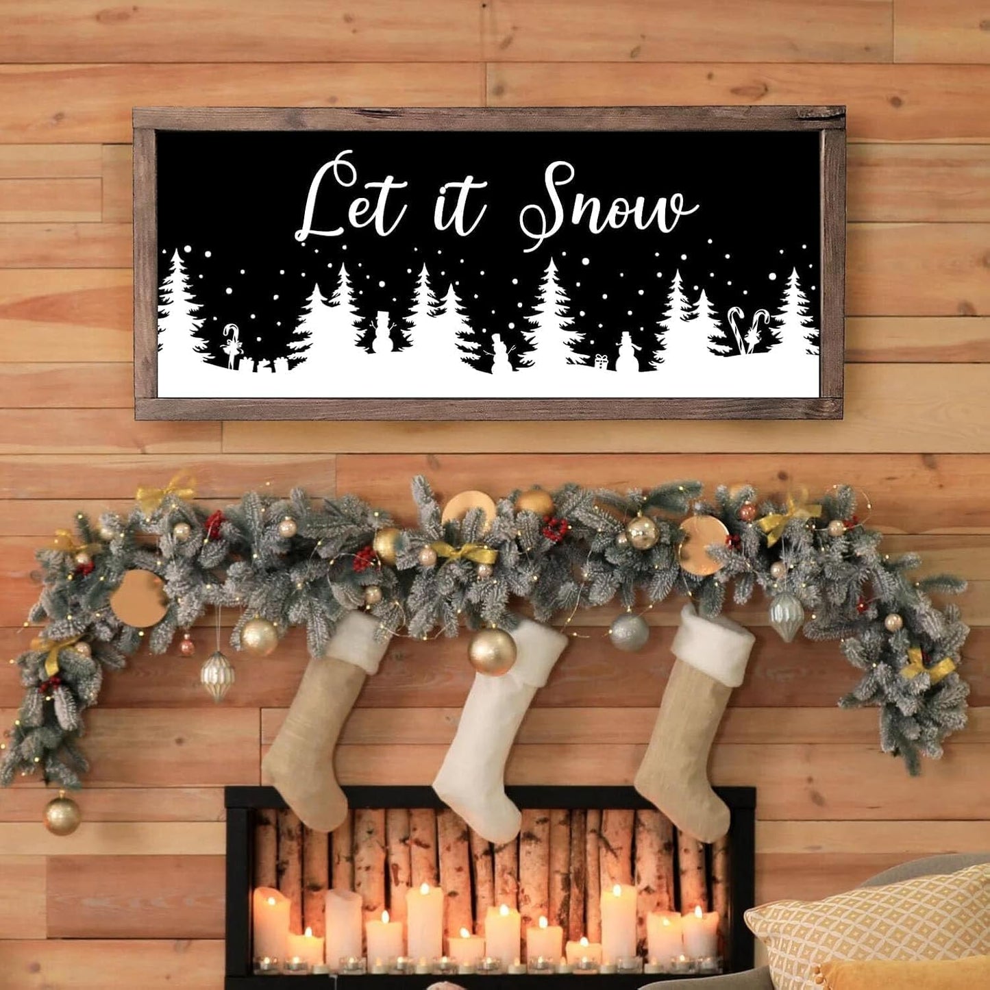 Christmas Stencils for Window Glass Large Christmas Stencil Reusable 53.1” Winter Forest House Village Holiday Drawing Templates for Painting on Window Glass Doormat Wood Sign